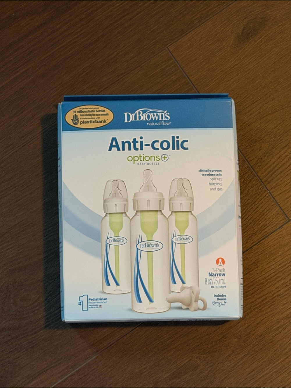 Dr. Brown's Anti-Colic Options+ Baby Bottle 3-Pack — White & Green